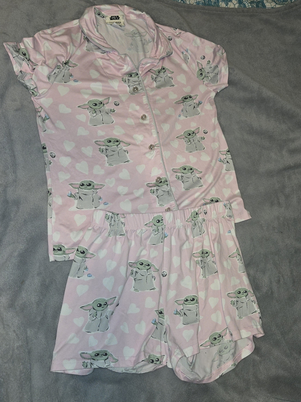 Star Wars Pink Baby Yoda Short Sleeve Pajama Set SZ Medium